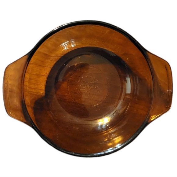 Vtg Anchor Hocking Amber Glass Oven Proof Lidded Small Crock Pot Bowl Casserole - Picture 3 of 8